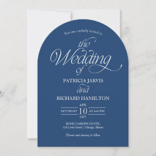 Invitation Bleu de Cobalt Minimaliste Élégant Arc de Mariage