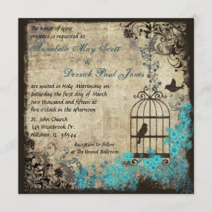 Invitation Bleu de la cage à oiseaux Vintage