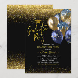 Invitation Bleu de la Marine et Gold Sparkling