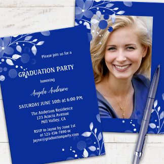 Invitation Bleu de la Marine Votre photo Graduation Invitatio