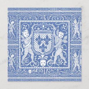 Invitation Bleu de la Renaissance médiévale et blanc élégants