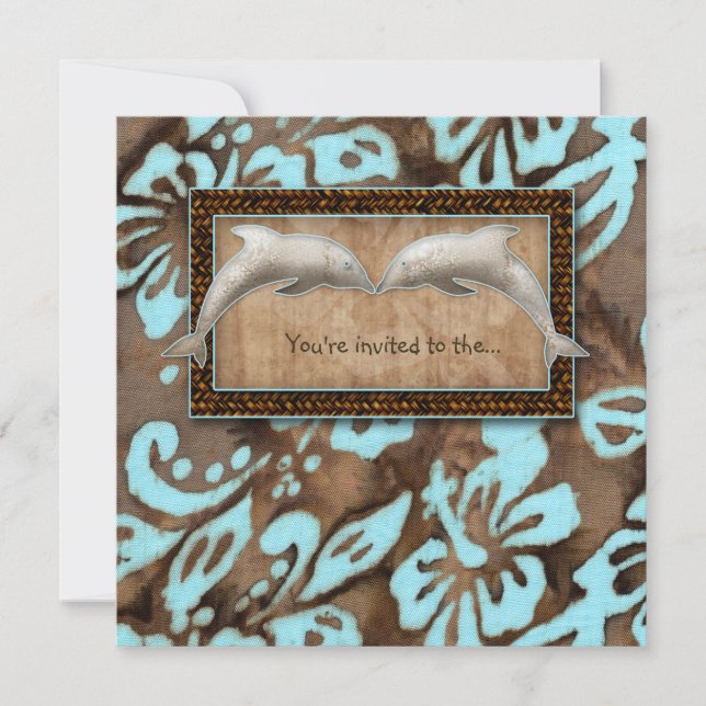 Invitation Bleu de mariage de plage de dauphin d'invitation (Devant)