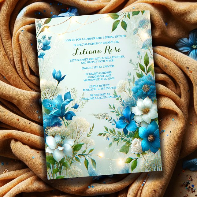 Invitation Bleu de mariée à être Botanticals Jardin de fête D (Créateur téléchargé)