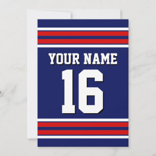 Invitation Bleu de marine avec Red White Strips Team Jersey