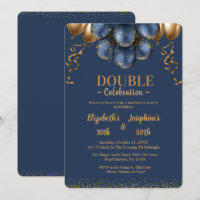 Bleu de marine et ballons d'or double anniversaire