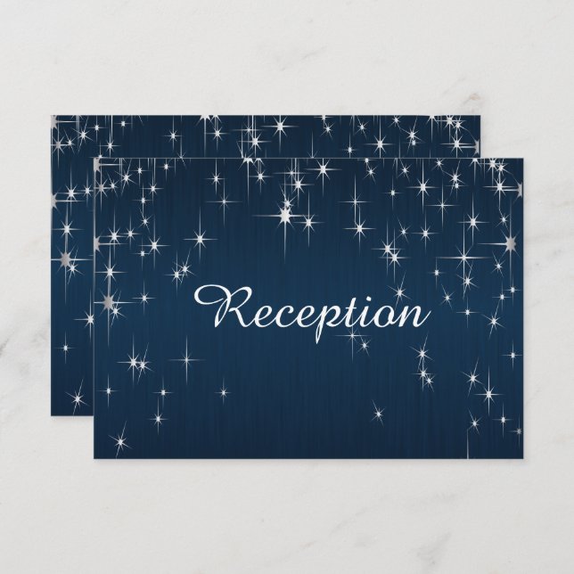 Invitation Bleu de marine Mariage étoilé - Réception (Devant / Derrière)