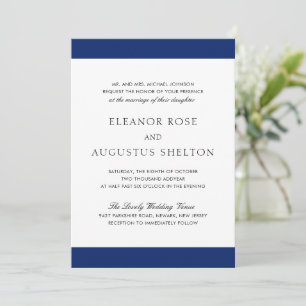 Invitation Bleu de marine minimaliste moderne tout en un Mari