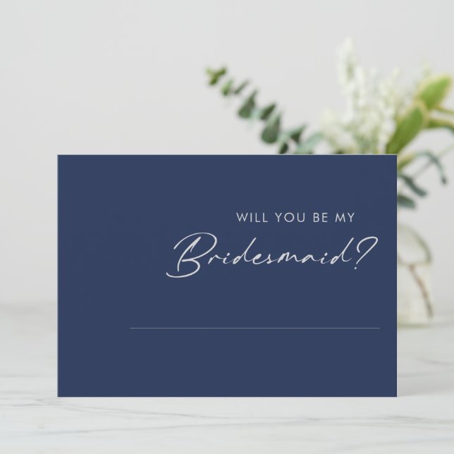 Invitation Bleu de marine moderne | Proposition d'une servant (Debout devant)