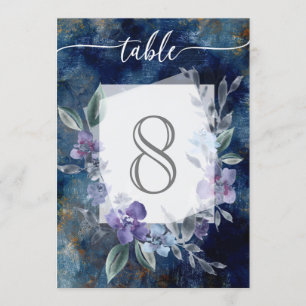 Invitation Bleu de minuit Anémone fleurie beauté rustique,