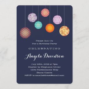 Invitation Bleu de minuit rougeoyant d'anniversaire de