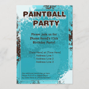 Invitation bleu de partie de Paintball