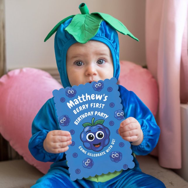 Invitation Bleu de premier anniversaire du garçon 1er bébé (Créateur téléchargé)