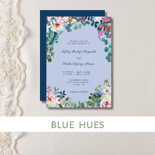 Invitation Bleu de Prusse & Pervenche Paradis Floral Boho