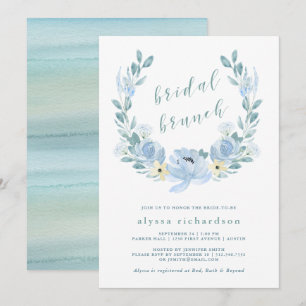 Invitation Bleu délicat   Watercolor Floral Bridal Brunch