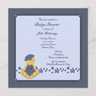 Invitation Bleu Denim Stars Baby Boy Show