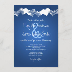 Invitation Bleu des Coeurs de Grunge Mariage
