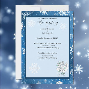 Invitation Bleu des flocons de neige du dragon blanc d'hiver