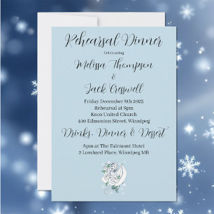 Invitation Bleu des flocons de neige du dragon blanc d'hiver