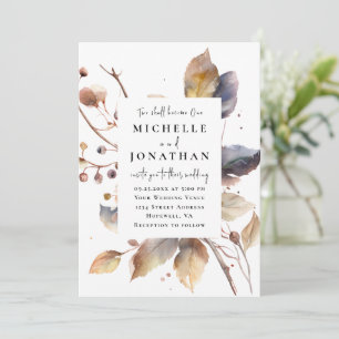 Invitation Bleu d'or laisse deux deviennent un Mariage de la