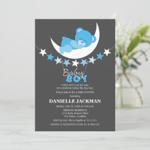Invitation Bleu dormant Garçon Teddy Bear sur le Baby shower 