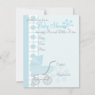 Invitation Bleu doux Buggy bébé