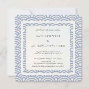 Invitation Bleu doux Stylisé Vagues Mariage moderne