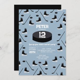 Invitation Bleu Dusty Bâton de hockey sur glace, Patins Puck 