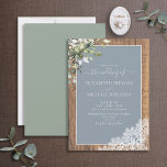 Invitation Bleu Dusty Eucalyptus Botanique Mariage<br><div class="desc">Ooh, nous sommes si heureux avec cette faire-part de mariage rustique et poussiéreuse branchée ! Ce magnifique design élégant avec un script en lettrage bleu clair et poussiéreux, un arrière - plan bleu poussiéreux et de la dentelle présente un motif d'aquarelle botanique d'eucalyptus bleu poussiéreux. Une partie d'une suite de...</div>