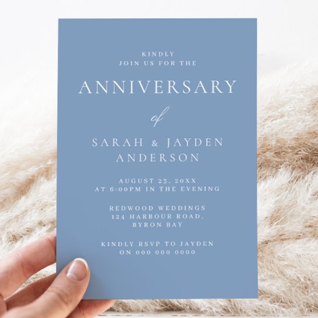 Invitation Bleu Dusty moderne Toute l'année Mariage Anniversa (Créateur téléchargé)