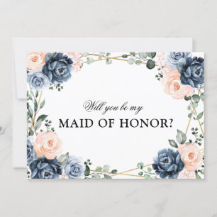 Invitation Bleu Dusty Peach Blush Vous Serez Maid of Honor I