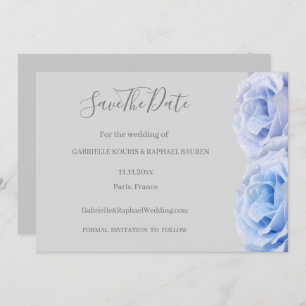 Invitation Bleu Dusty Rose Gris Floral Enregistrer la date Ma