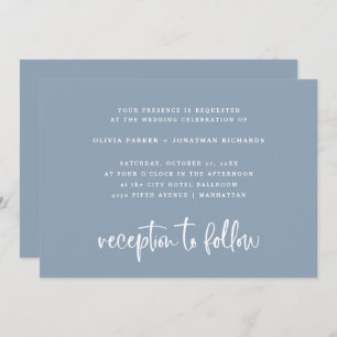 Invitation Bleu Dusty  Simple Mariage classique