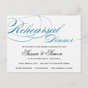 Invitation Bleu élégant d'invitation de dîner de répétition