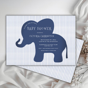 Invitation Bleu Eléphant de la Marine Cute Baby shower de la 