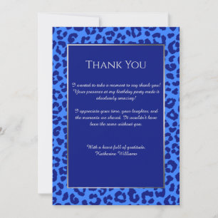 Invitation Bleu-Empreinte de léopard-carte de remerciements