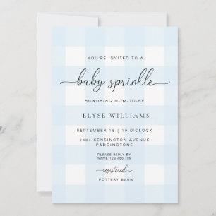 Invitation Bleu En vichy Bébé saupoudré