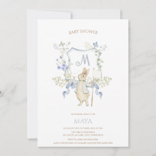 Invitation Bleu En vichy Peter le Baby shower Rabbit MUTED BL