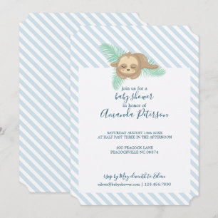 Invitation Bleu et blanc Bébé Baby shower à fentes pour bébé