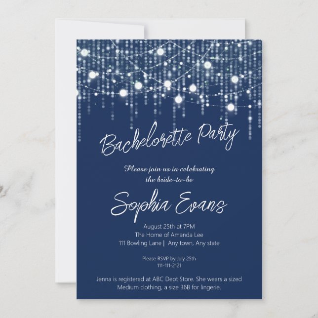 Invitation Bleu et blanc feux de suspension Bachelorette (Devant)