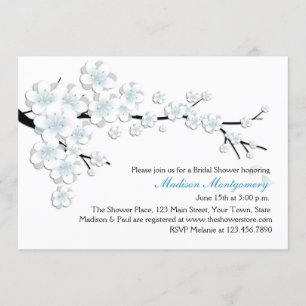 Invitation Bleu et blanc fleurit la Fête de la mariée