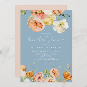 Invitation Bleu et Bleu Élégant Ressort Fête des mariées flor