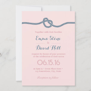 Invitation Bleu et Dusty Blue Tying Mariage de noeud