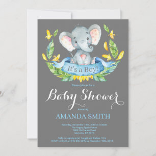 Invitation Bleu et gris d'invitation de baby shower