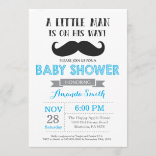 Invitation Bleu et gris d'invitation de baby shower de