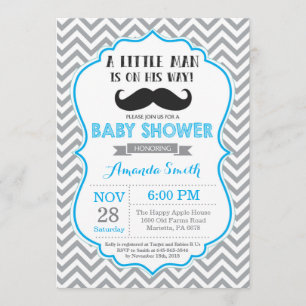 Invitation Bleu et gris d'invitation de baby shower de