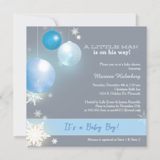 Invitation Bleu et gris Noël Baby Boy Douche