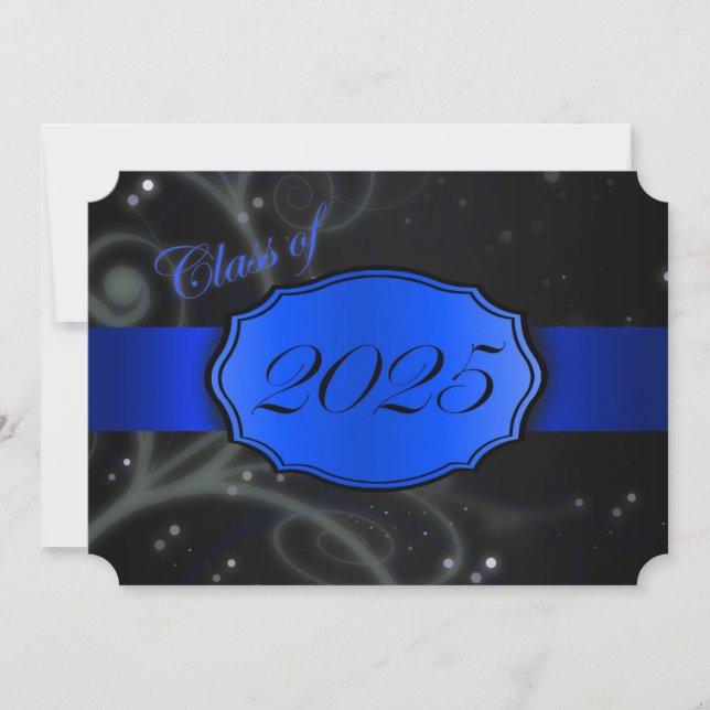 Invitation Bleu et noir 2025 Graduation (Devant)