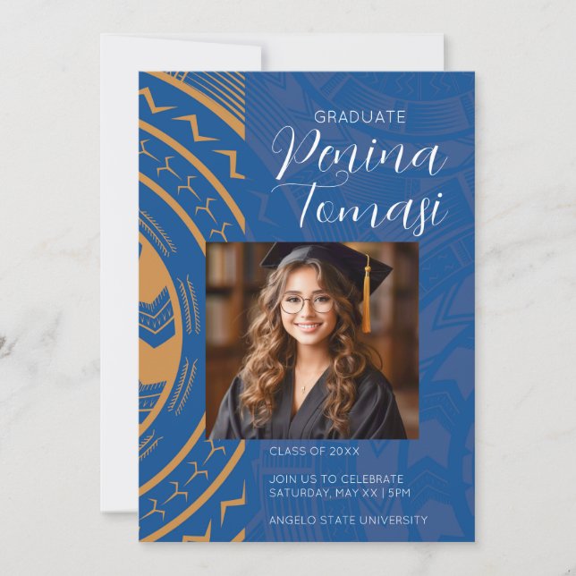 Invitation Bleu et or (Devant)