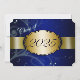 Invitation Bleu et or 2025 Graduation