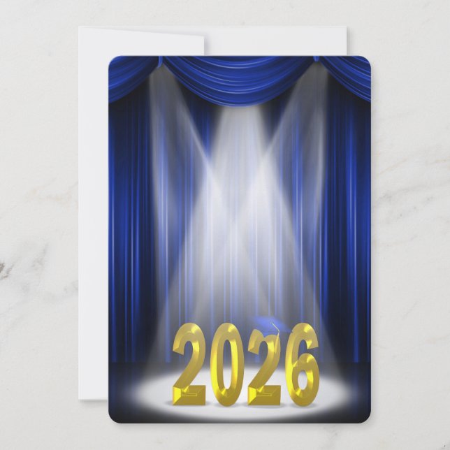 Invitation Bleu et or 2025 Graduation en vedette (Devant)
